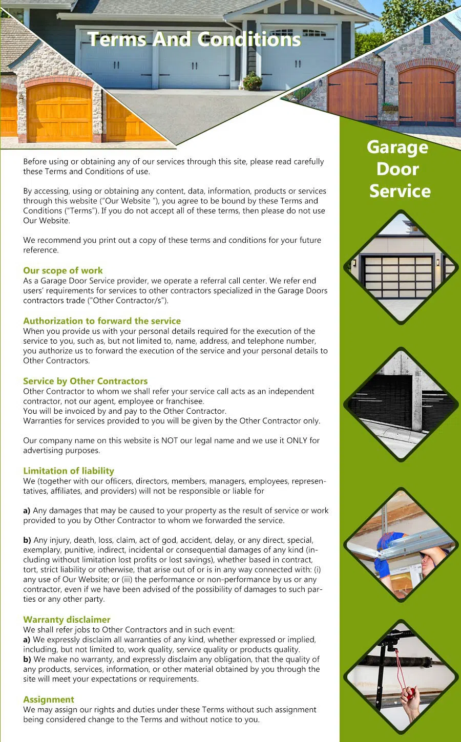 Galaxy Garage Door Service Salt Lake City, UT 801-228-0442 - terms5